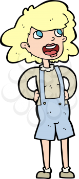 Royalty Free Clipart Image of a Woman in Overalls