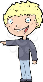 Royalty Free Clipart Image of a Happy Boy Pointing