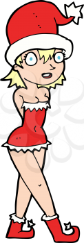 Royalty Free Clipart Image of a Woman in a Santa Costume