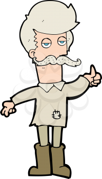 Royalty Free Clipart Image of a Poor Man Giving Thumbs Up