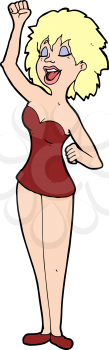 Royalty Free Clipart Image of a Woman Singing in a Short Dress