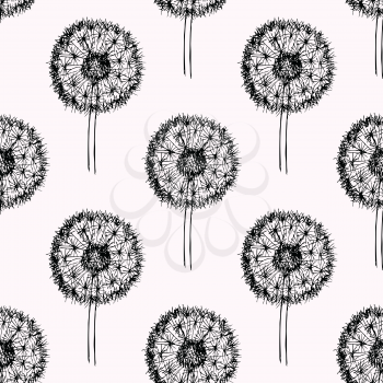 Sketch dandelion pattern in vintage style, vector