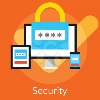 Security Concept.  Flat design vector illustration concepts for data security and internet security. Concepts for web banners and printed materials.