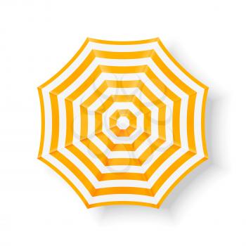 Beach umbrella, top view. Yellow beach umbrella