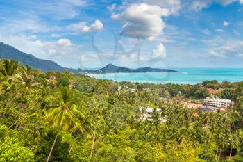 Panoramic aerial view of Koh Samui island, Thailand in a summer day