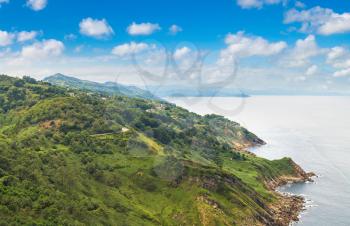 Panoramic aerial view of San Sebastian (Donostia) in a beautiful summer day, Spain