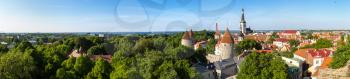 Aerial View of Tallinn Old Town  in a beautiful summer day, Estonia