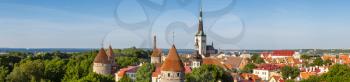 Aerial View of Tallinn Old Town  in a beautiful summer day, Estonia