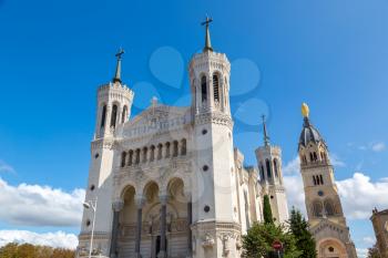 Basilica of Notre Dame de Fourviere in Lyon, France in a beautiful summer day