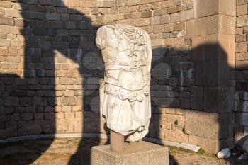 Headless statue in Pergamon, Bergama, Turkey in a beautiful summer day