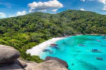 Panoramic view of tropical landscape on Similan islands, Thailand in a summer day