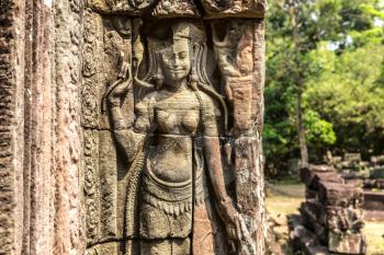 Banteay Kdei temple is Khmer ancient temple in complex Angkor Wat in Siem Reap, Cambodia in a summer day