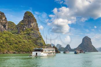 World natural heritage Halong bay, Vietnam in a summer day