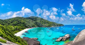 Panorama of tropical landscape on Similan islands, Thailand in a summer day