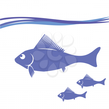 colorful illustration with silhouettes of fish for your design