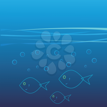colorful illustration with  abstract blue fish for your design