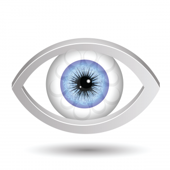 colorful illustration with blue female eye  on a white background
