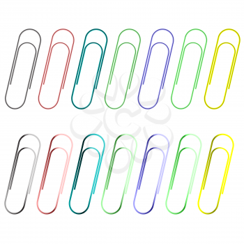 Colorful Paper Clips Isolated on White Background.