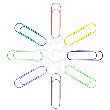 Colorful Paper Clips Isolated on White Background. 