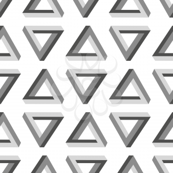 Seamless Triangles Pattern. Impossible Grey Triangle Background
