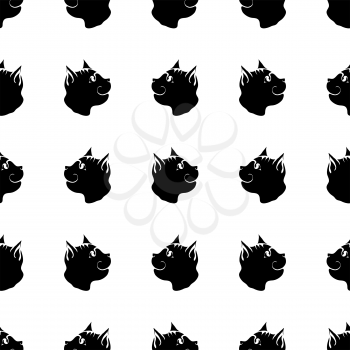 Cat Seamless Animal Pattern. Pet Isolated on White Background