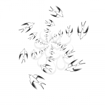 Flying Swallow Animal Pattern. Bird Geometric Background.