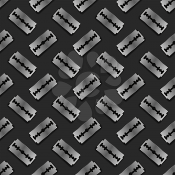 Metal Razor Blade Seamless Pattern on Dark  Background