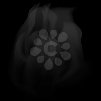Water Vapor or Transparent Smoke Isolated on Black Background. Fog Pattern