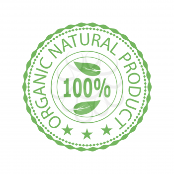 Green Stamp for Natural Organic Product on White Background.