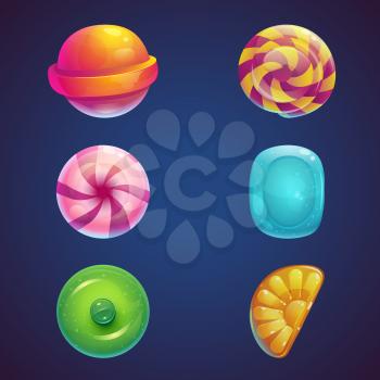 Set of multi vector colored jelly sweets