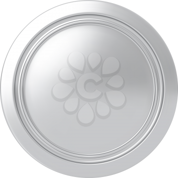 Silver medal. Round button. Highly detailed vector illustration.