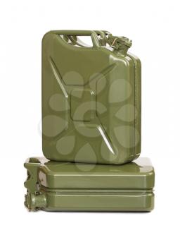 Two stacked jerrycans, one laying on the side