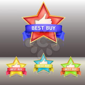 Best buy label with stars and ribbons, vector illustration