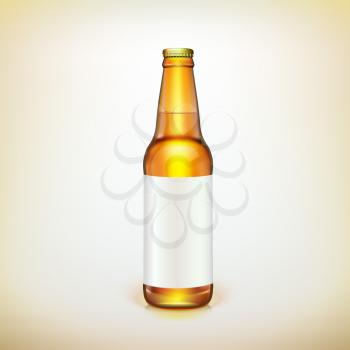 Glass beer brown bottle and label. Product packing. Ready for your design.