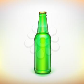 Glass beer green bottle. Product packing. Ready for your design.