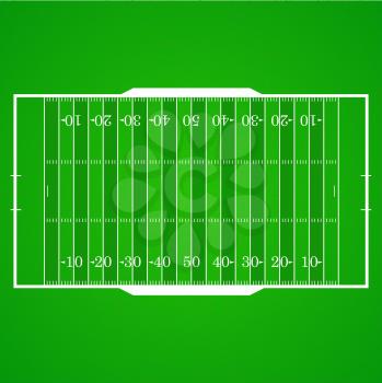 A realistic aerial view of an official American football field. Top view with marking, easily resizable. Template for a website, mobile application, presentation, corporate identity design