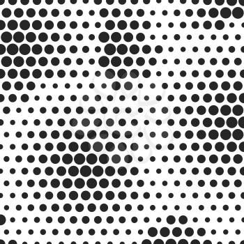 Abstract dotted halftone background. Decorative template for cover, poster or banner. Monocrome pattern on white backdrop