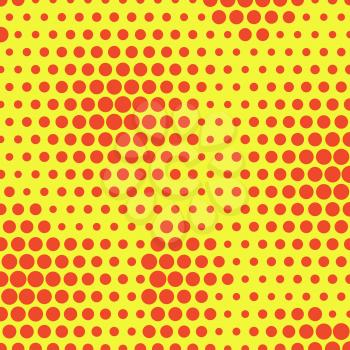 Abstract dotted halftone background. Simple pattern on yellow backdrop. Decorative template for cover, poster or banner.