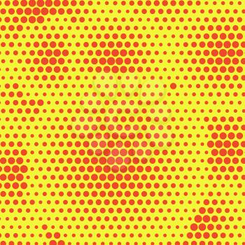 Abstract orange dotted halftone background. Two color pattern on yellow backdrop. Decorative template for cover, poster or banner.