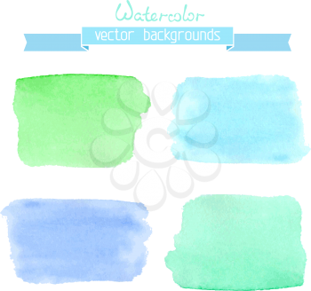 Four watercolour banners isolated on white background. There are places for your text.