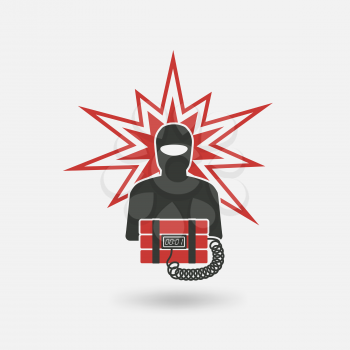 terrorist with bomb. vector illustration - eps 10