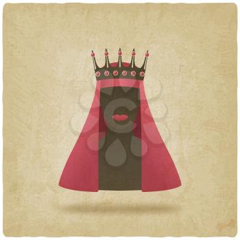 Queen in red veil old background. vector illustration - eps 10