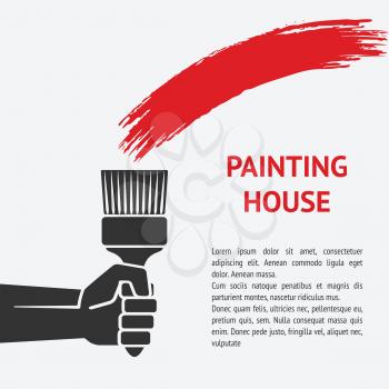 hand with brush. painting house concept. vector illustration - eps 8