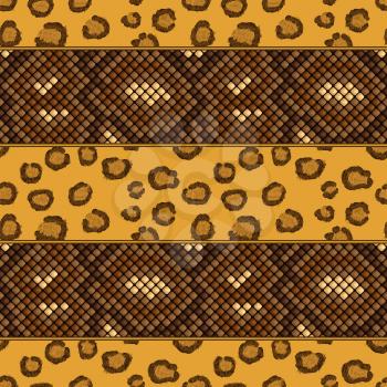 leopard and snake skin seamless pattern. vector illustration - eps 8
