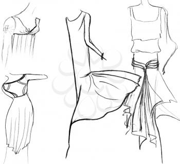 sketch of fashion model - skirts of women summer dresses