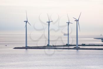 Middelgrunden - offshore wind farm near Copenhagen, Denmark at early morning