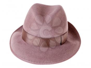 brown felt man's hat fedora isolated on white