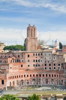 antique ruins of roman forum on Capitoline Hill in Rome, Italy