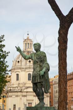 bronze statue of emperor on Fori Imperiali on Capitoline Hill