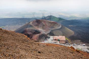view on tourist station Rifugio Sapienza on Etna in Sicily on July 7, 2011